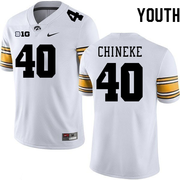 Youth #40 Chima Chineke Iowa Hawkeyes College Football Jerseys Stitched-White